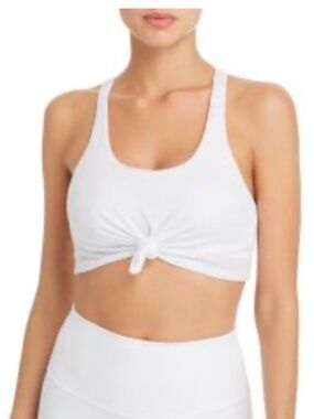 Alo Yoga Knot-Front Sports Bra in White Size Medium